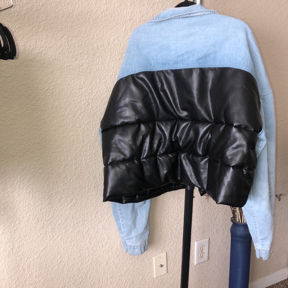 Fashion Nova Blue Jean Black Puffer Jacket - Picture 11 of 17